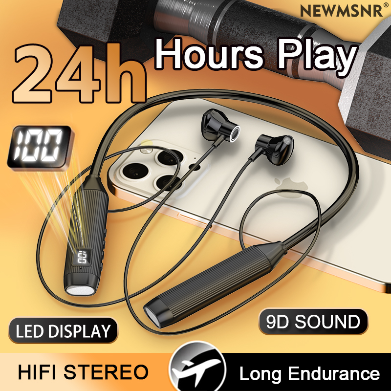 Magnetic Neckband Sports Earphones - Auriculares inalámbricos TWS con pantalla LED,