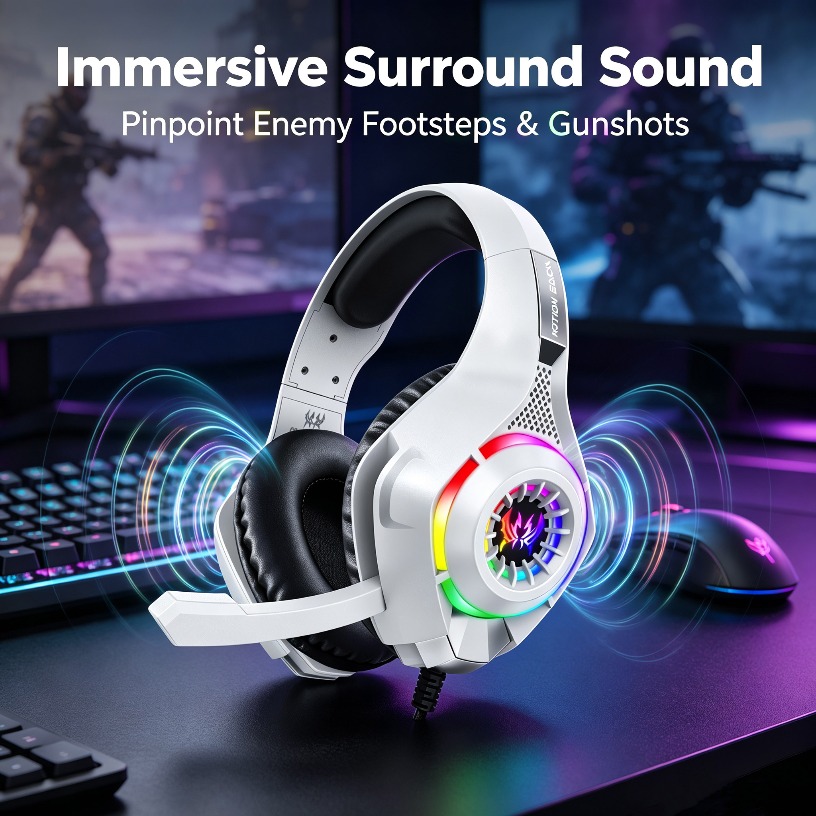 Gaming Headset With Mic Rgb - Auriculares para juegos con cable y