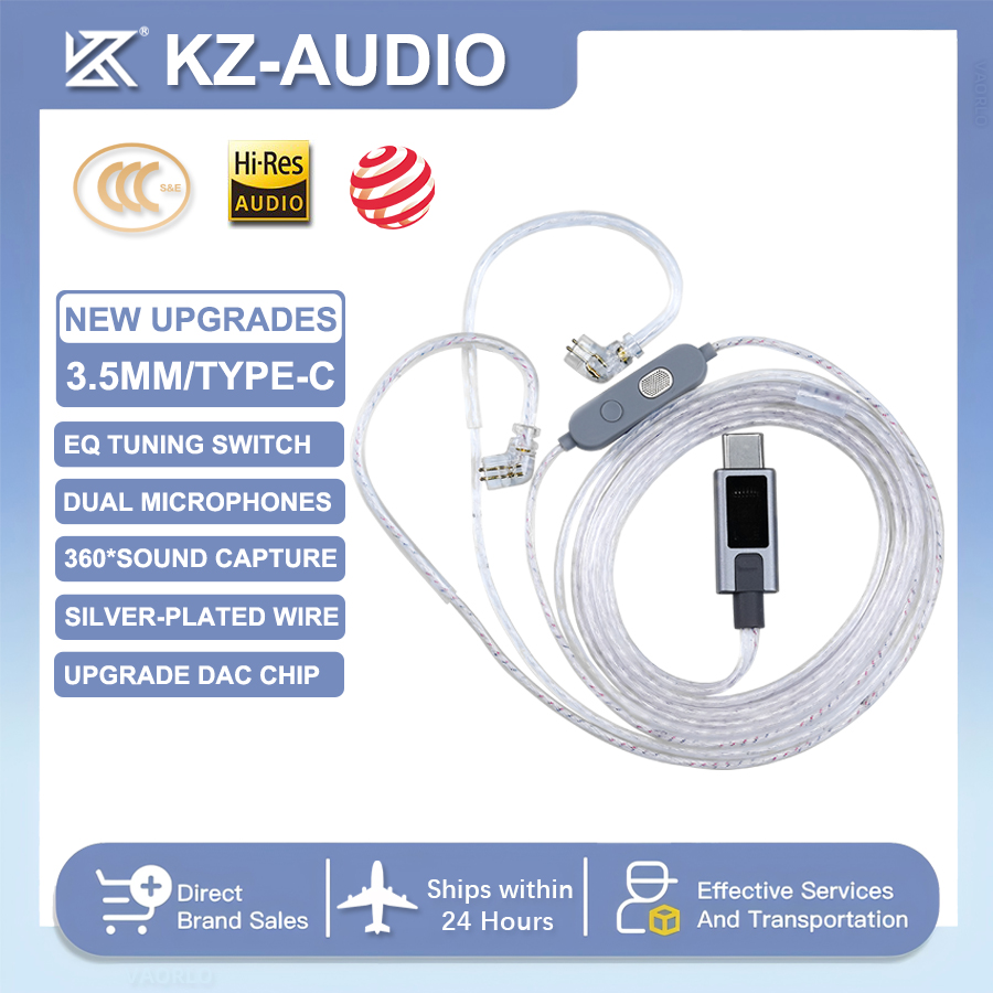 Type C Wired Earphones With Mic - Cable de auriculares plateado con micrófono
