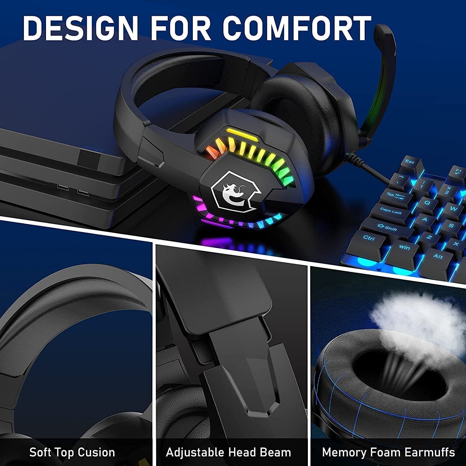 Auriculares para juegos con ca - Gaming Headset With Mic Rgb reseña y precio