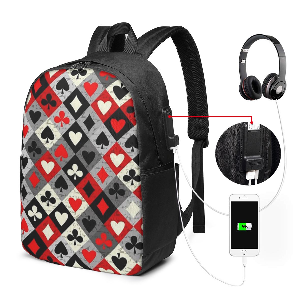 Mochila con estampado de carta - Laptops reseña y precio