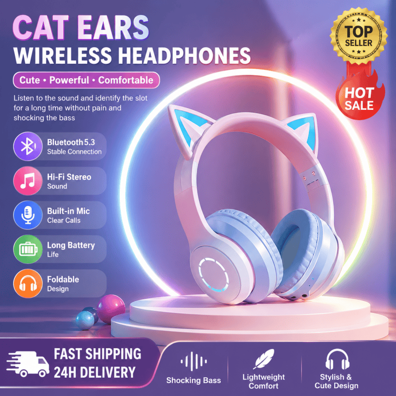 Nuevos Auriculares Bluetooth R - Cat Ear Bluetooth Headset Led reseña y precio