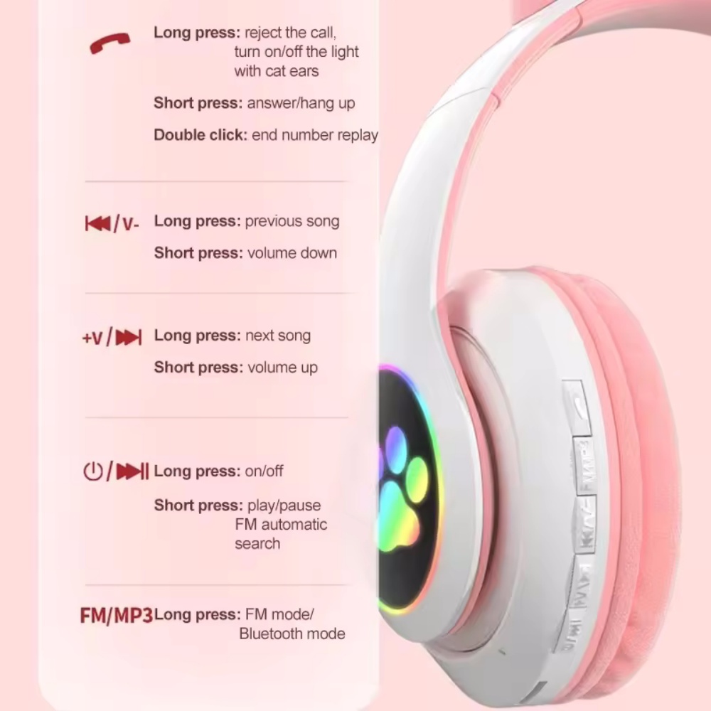 Audífonos Inalámbricos con Ore - Cat Ear Bluetooth Headset Led reseña y precio